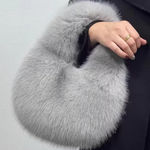 Elegant Gray Faux Fur Women's Bag Photo 0