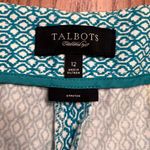 Talbots Heritage Stretch Crop Ankle Pants in Geo Floral Turquoise White Size 12 Photo 8