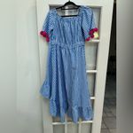 SUNDRESS Alena Dress in Light Blue & Pink Gingham Plaid High Low Size M / L Size L Photo 8