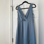 BHLDN Anthropologie Piper v neck maxi dress with slit in size 8 blue Photo 5