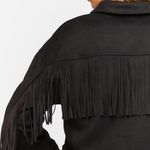 Black fringe faux suede moto jacket Photo 1