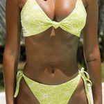 Berlook Floral Jacquard Knot Bikini Set Yellow Size M Photo 0
