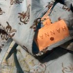 HANNAH Carmen open back printed cotton poplin maxi dress Turquoise Blue Size L Photo 7