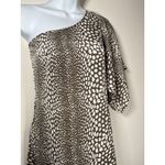 One Shoulder Animal Print Mini Dress Brown White Quiet Luxury Old Money Size XS Photo 1