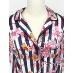 Victoria's Secret VS Satin Sleepshirt Nightgown Floral MEDIUM Blue White Stripe Photo 3