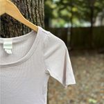 H&M Ribbed Short Sleeve Top in Muted Pink Photo 1