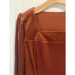 Beaudrm Blouse Womens Size Small Burnt Orange Square Neck Long Sleeve Ribbed NWT Photo 1