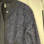Anthropologie Sweater XS Black Blue Field Flower Melton Wool Floral Lace Jacket Photo 3