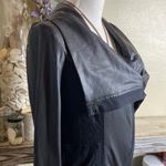 Jessica Simpson Cowl Neck Shawl Faux Leather Jacket Brown Drape Zip Size Small Photo 3