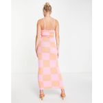 Peppermayo Coral Check Knitted Maxi Dress S/M Sleeveless Bodycon Summer Photo 1