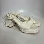 Lulus fiyaa white lace up chunky heels women's size 11 dressy wedding black tie Photo 1