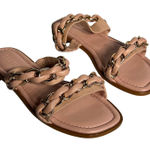 Schutz  Pink Leather Chain Slide Sandals Women's Size 6B Photo 0