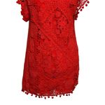Tularosa Womens Clayton Tunic Pom Pom Mini Dress Red Lace Revolve Size XS Photo 4