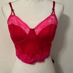 NWT Red and Pink Lace Bustier Bra Size M Photo 3