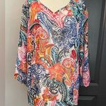 Peck & Peck  Sheer Boho Paisley Festival Beachy Colorful Women's Top Plus Photo 0