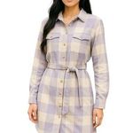 Sanctuary Brushed Plaid Shirtdress with Waist Tie in Wisteria Check size M NWT Photo 0
