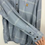 Carhartt Womens Plaid Flannel Button Down Sz XL Rugged Flex Blue Neptune Photo 14