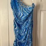 SheIn Marble Print One Shoulder Drawstring Dress Photo 2