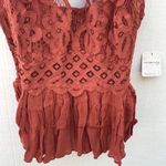 Free People NWT  Womens large rust orange Adella lace cross strap Cami top Photo 6