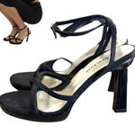 Bebe 90'S VINTAGE BLACK STRAPPY HEELS SANDALS SZ. 7.5-8 MADE IN SPAIN. Photo 1