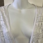 Tropical Escape White Eyelet Swim Plunging V-Neck Coverup w/Shirt Sleeves- 1X Photo 5