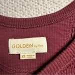 GOLDEN by TNA Burgundy Waffle Knit Thermal Long Sleeve Top Size XSmall Cotton Red Photo 2