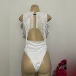 SheIn Rib Cut-Out Back Fringe Hem Plunging One Piece Swimsuit Photo 4