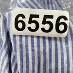 H&M  Linen Blend Stripe Midi Dress 2XL Blue White Puff Sleeve Tie Front Sundress Photo 9