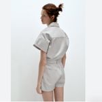 ZARA NWOT Denim Cotton Shimmer Romper Playsuit Bloggers Fave Photo 1