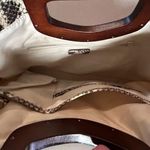 Nicole Miller  Straw Wood Handle Snap Closure Clutch Photo 11