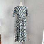Vintage Handmade White Blue Floral Midi Dress V Photo 6