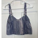 EXPRESS Blue & White Striped Linen Crop Top Size S Pre Owned Excellent Photo 0