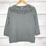 Route 66  Heather Gray Sheer Lace Detail 3/4 Sleeve Sweater Top Size Large Photo 7