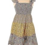 Umgee mixed floral print patchwork ruffle tiered smocked shirred floral dress Photo 0