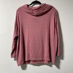 Lou & grey  Signaturesoft Cowl Neck Pink Striped Sweatshirt Size Medium Photo 5