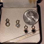 Elegant Gold Tone Rhinestone and Black Earring Jacket Set Photo 2