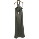 BHLDN  Dress Size 12 Satin Charmeuse Maxi Sage Green Ruby Twist Halter Long NWT Photo 5