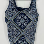 Lands' End Size 22W Paisley Floral Blue Underwire Padded Tankini Swim Top Modest Photo 0