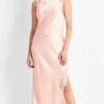 Satin Lace Chemise Pink Silk Midi Slip Dress XXL Coquette Dainty Slouchy Slit Photo 0
