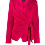 Pinko Giaccha Caciopepe Red Asymmetric Draped Tie Blacker Jacket Size L Size L Photo 0