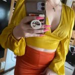 SheIn Mustard silk top Photo 7