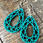 Teal Geometric Teardrop Dangle Earrings Silver Tone Hook Fashion Jewelry Modern Blue Photo 0