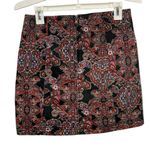Free People Denim Mini Skirt Paisley Print Boho Bohemian Size 8 Photo 1