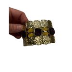 Gold toned brown and yellow rhinestone chunky statement bracelet Photo 6