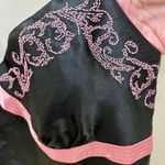 Night Gown Nighty Slip Chamise Teddy Black & Pink Embroidered Vintage Size L Photo 2