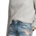 ALLSAINTS  Pam Birds Embroidered Denim Shorts in Indigo Blue Photo 0