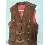Vintage EL TORO leather Suede buckle closing brown long vest medium Photo 2