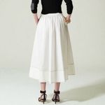 J.Crew NWT Contrast-stitch Midi Skirt Cotton Poplin White Photo 5