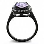 Amethyst Stainless Steel black ion plating AAA CZ Ring Size 8 Photo 3