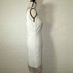 On Twelfth White Sleeveless Patterned Dress with Pastel Rainbow Fringe Hem Photo 4